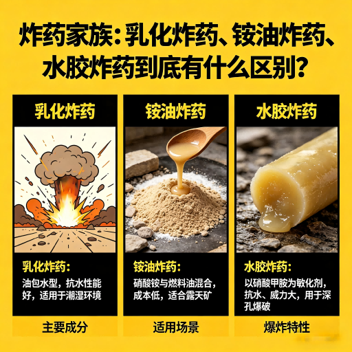 大兴安岭炸药家族：乳化炸药、铵油炸药、水胶炸药到底有什么区别？